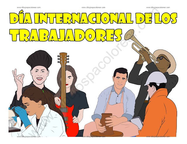 Día internacional de los Trabajadores dibujo a color y para colorear